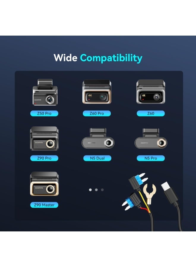 ddpai 2-in-1 Acc + OBD Hardwire Kit for Dash Cam, 10Ft Dash Camera Hardwire Kit, Compatible with Z50 Pro/Z60/Z60 Pro/Z90 Pro/Z90 Master/N5 Pro/N5 Dual Models, Enabling 24H Parking Monitor, 12V/2A to 5V/3A - Image 3